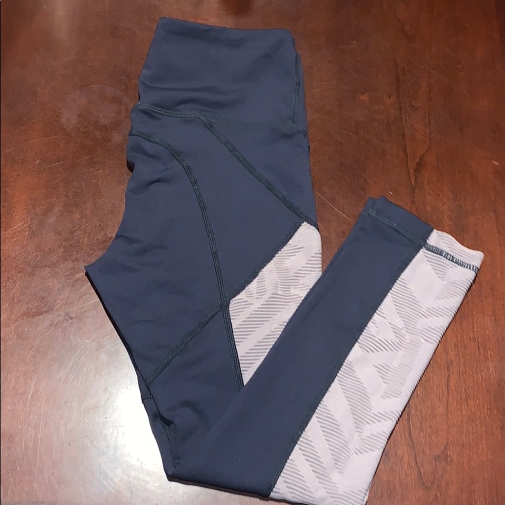 VimMia grey blue w pink stripe workout pants sz Small EUC